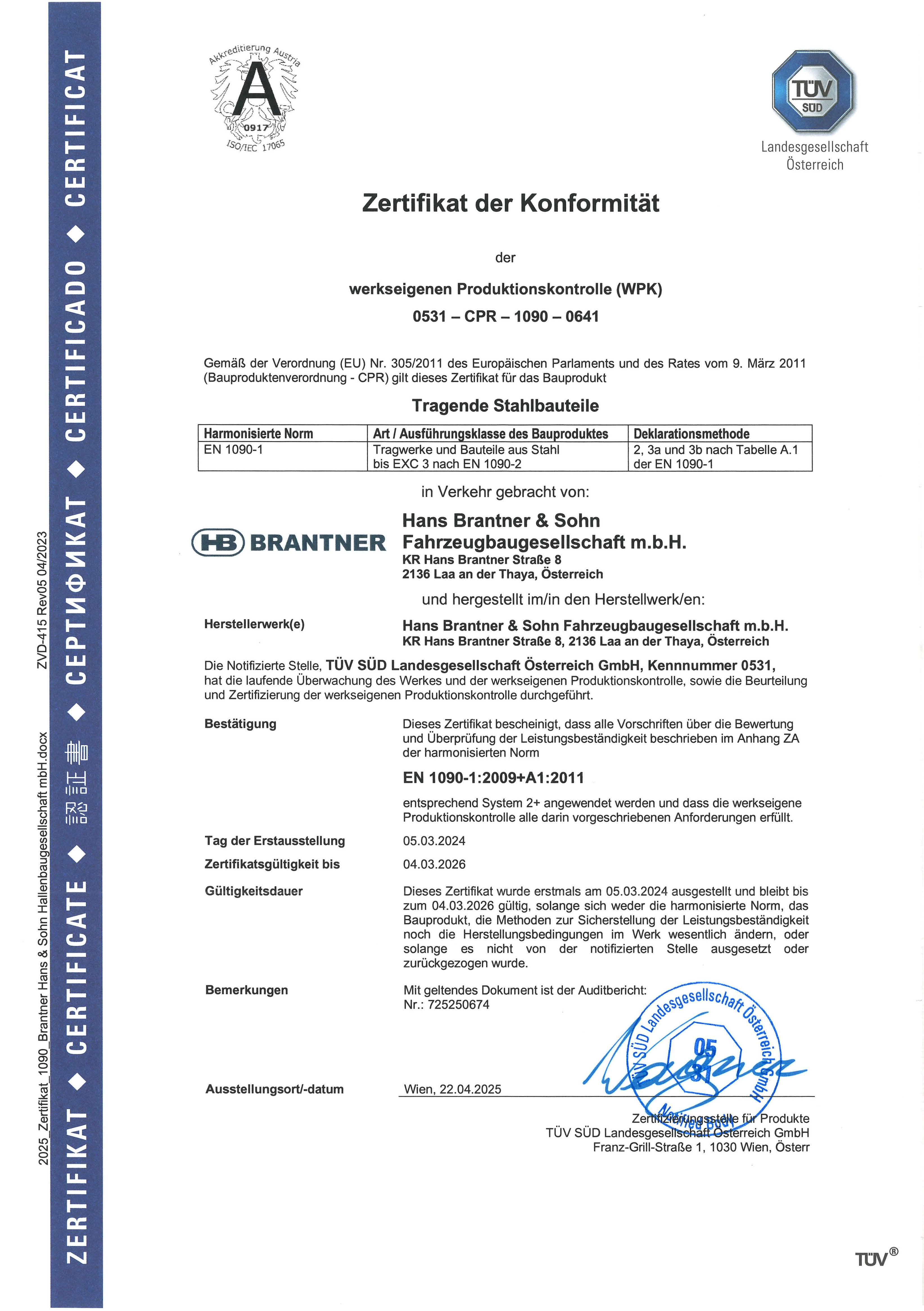 Zertifizierung ISO 9001 : 2015