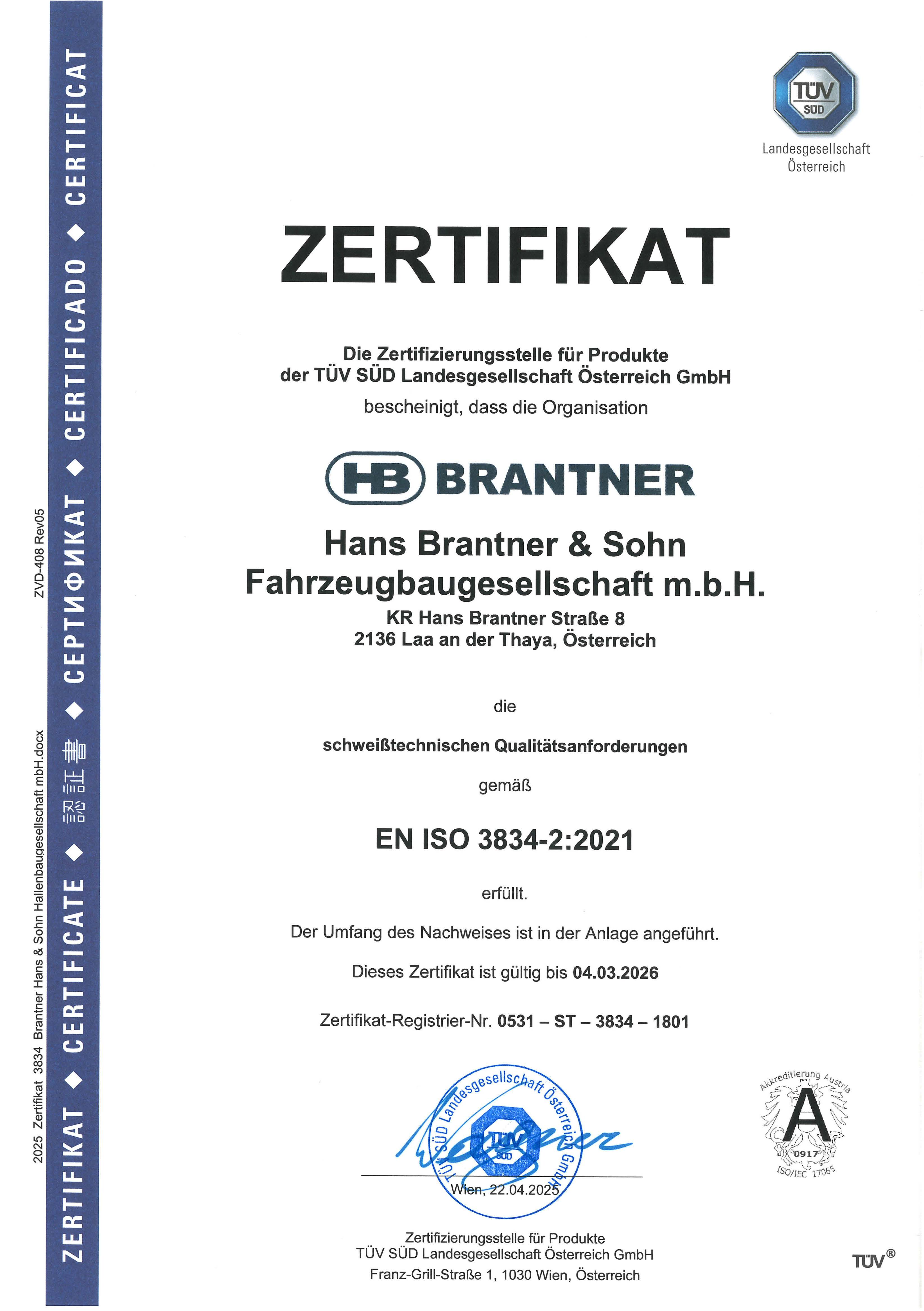 Zertifizierung EN ISO 3834